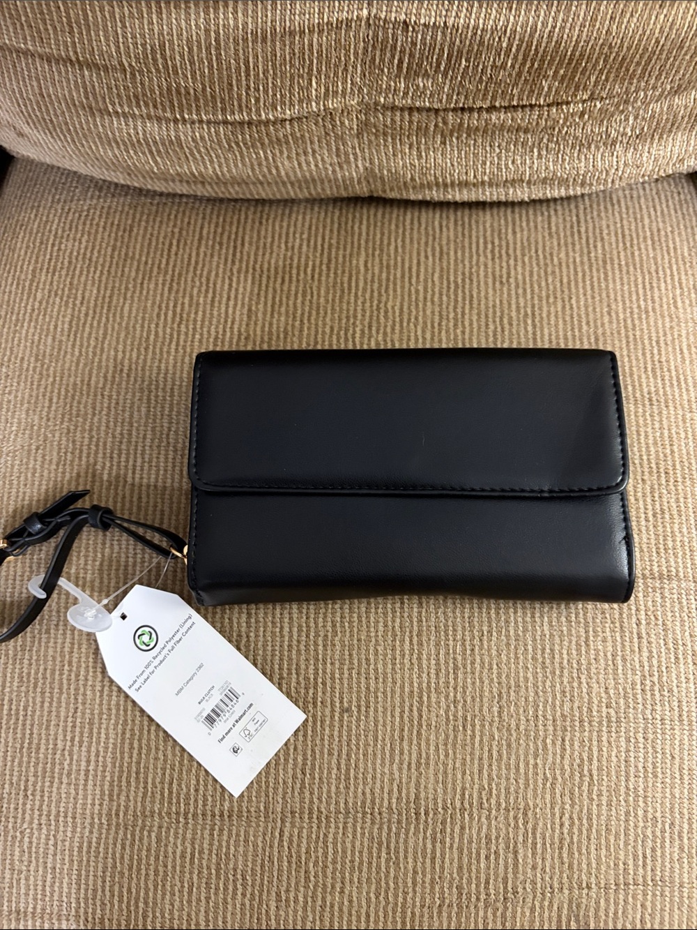 Black Leather Wristlet Clutch - Women's Bag